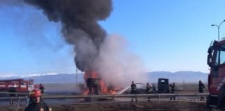 საავტომობილო მაგისტრალზე ავტომობილი დაიწვა