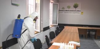 სადეზინფექციო სამუშაოები N20 რუსთავის საარჩევნო კომისიაში