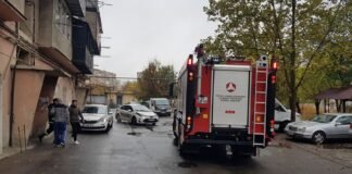 მესხიშვილის ქუჩაზე სახანძრო-სამაშველო ეკიპაჟია მობილიზებული