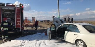 მსუბუქ ავტომობილს ცეცხლი გაუჩნდა