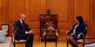 საქართველოში ვიზიტით მყოფი შარლ მიშელი ოფიციალურ შეხვედრებს მართავს