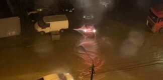 ძლიერი წვიმის გამო დიდ დიღომში ქუჩები დაიტბორა