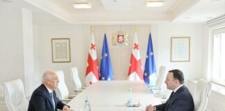 ირაკლი ღარიბაშვილი სომხეთის სრულუფლებიან ელჩს აშოტ სმბატიანს შეხვდა