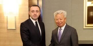 ირაკლი ღარიბაშვილი „აზიის ინფრასტრუქტურის საინვესტიციო ბანკის” პრეზიდენტს ძინ ლიქუნს შეხვდა