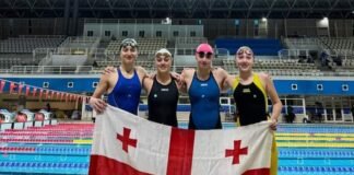 რუსთაველმა მოცურავემ ლიზი გრიგალაშვილმა თავისუფალი ყაიდის ესტაფეტაში საქართველოს ახალი რეკორდი დაამყარა