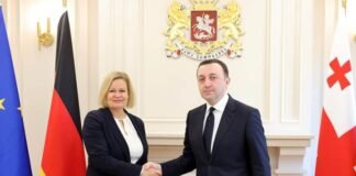 ირაკლი ღარიბაშვილი გერმანიის ფედერაციული რესპუბლიკის შინაგან საქმეთა და საზოგადოებრივ საქმეთა ფედერალურ მინისტრს − ნენსი ფეზერს შეხვდა