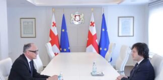 ირაკლი კობახიძე საქართველოში გაერთიანებული სამეფოს საგანგებო და სრულუფლებიან ელჩს მარკ კლეიტონს შეხვდა