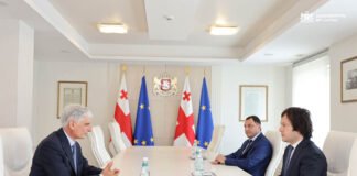 ირაკლი კობახიძე,გიორგი ამილახვართან ერთად ქუთაისის საერთაშორისო უნივერსიტეტის (KIU) ახლად დანიშნულ რექტორს, გიორგი ხუბუას შეხვდა