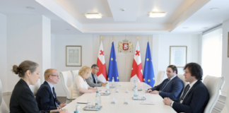 ირაკლი კობახიძე ეროვნულ-დემოკრატიული ინსტიტუტის (NDI) საქართველოს ოფისის დირექტორს, ალან გილამს და NDI-ის სადამკვირვებლო მისიის წარმომადგენლებს შეხვდა