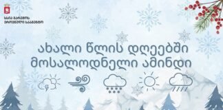 31 დეკემბერს და 1 – 3 იანვარს მოსალოდნელი ამინდი საქართველოში
