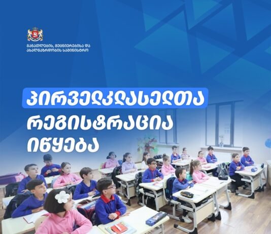 საქართველოს სკოლებში პირველკლასელთა რეგისტრაცია 10 მარტს დაიწყება