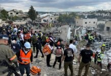 ისრაელის ქალაქ ბეით-შემეშში ირანის ბალისტიკური რაკეტის ჩამოვარდნის შედეგად 6 ადამიანი დაიღუპა