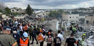 ისრაელის ქალაქ ბეით-შემეშში ირანის ბალისტიკური რაკეტის ჩამოვარდნის შედეგად 6 ადამიანი დაიღუპა